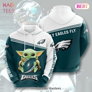 BEST Baby Yoda Star Wars Philadelphia Eagles Logo Fly Eagles Fly 3D Hoodie