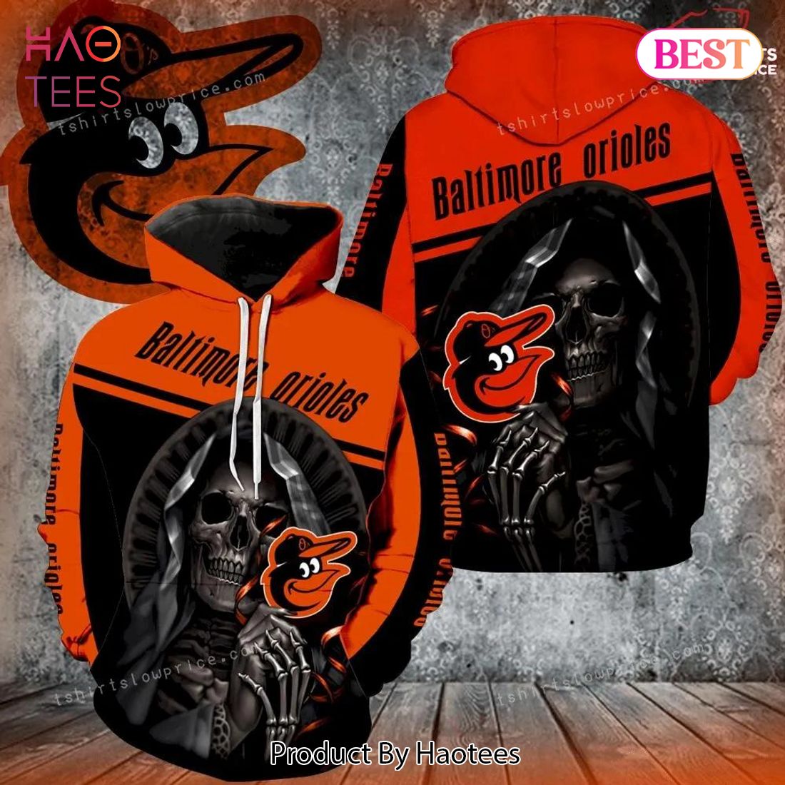 [BEST] Baltimore Orioles Skull Hold Orioles Logo 3D Hoodie
