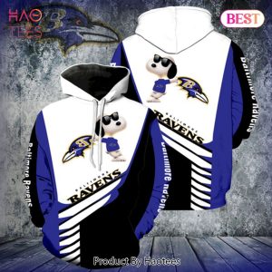 BEST Baltimore Ravens Logo Funny Snoopy With Sunglasses Peanuts 3D Hoodie