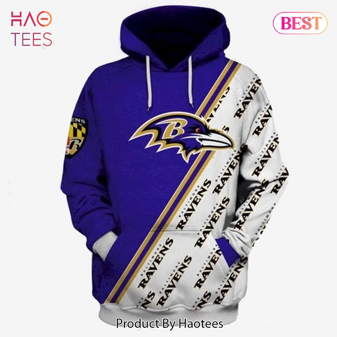 [BEST] Baltimore Ravens Logo Many Logo Ravens 3D Hoodie