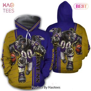 BEST Baltimore Ravens Logo Mascot Running 3D Hoodie
