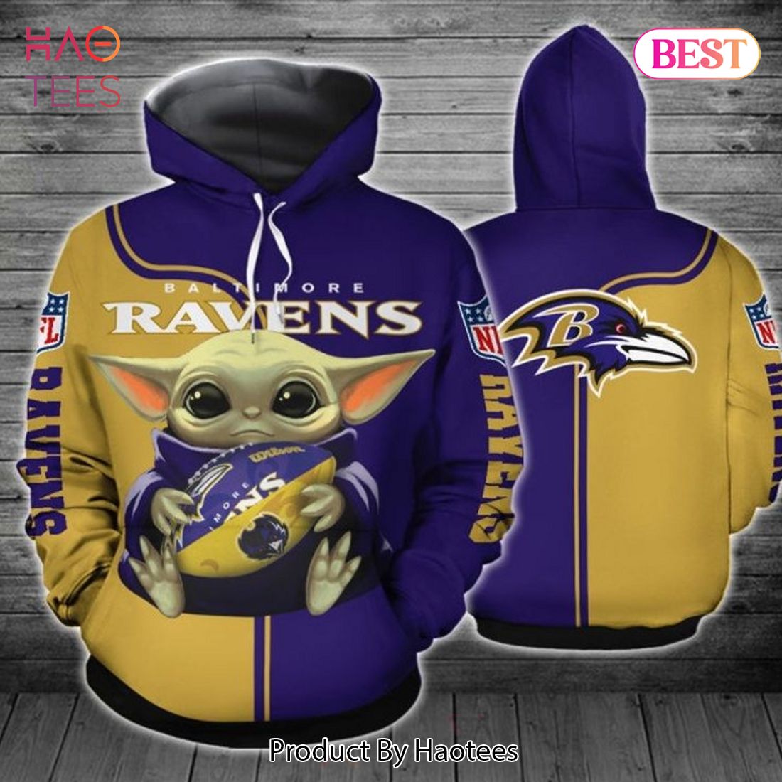 BEST Baltimore Ravens Yoda 3D Hoodie Baltimore Ravens NFL Gifts