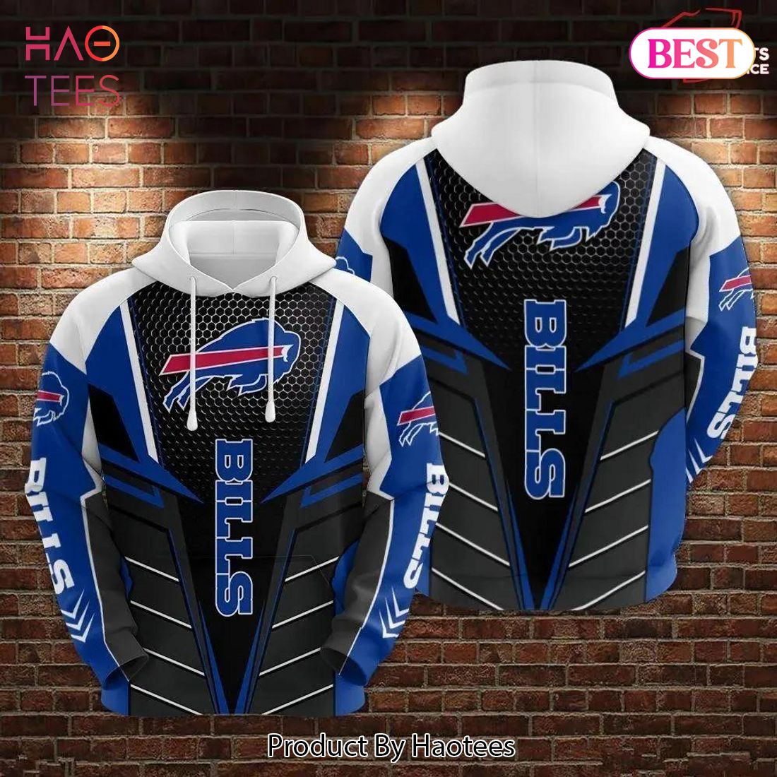 Buffalo Bills Black Blue Red 3D Hoodie All Over Print Buffalo