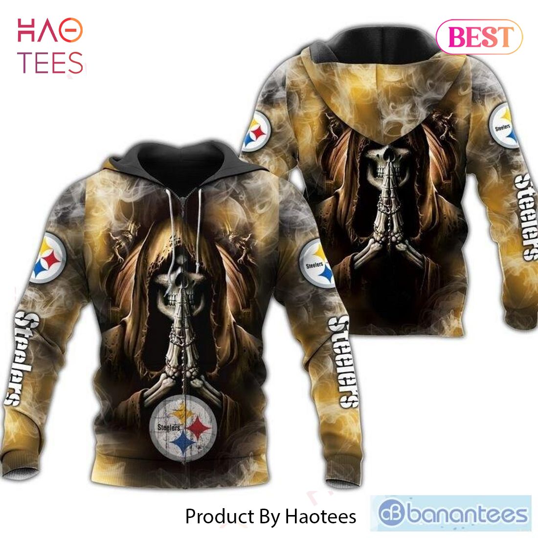 [BEST] Pittsburgh Steelers 3D Hoodies death smoke graphic Gift For Mens