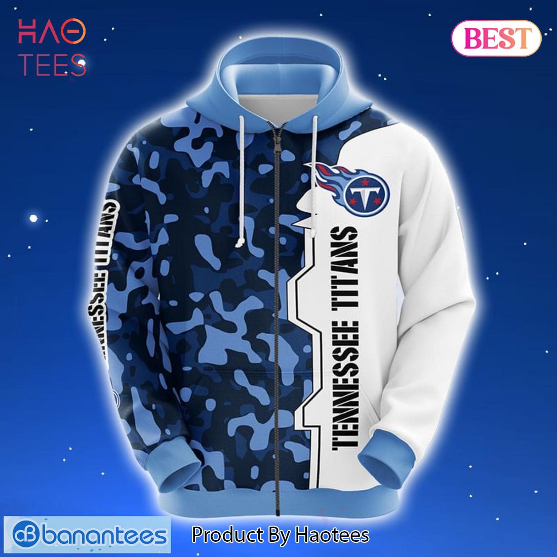 BEST Tennessee Titans NFL Camouflage Blue 3D Hoodie Zip Hoodie
