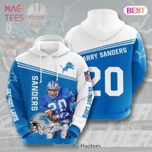 HOT 20 Barry Sanders Signature Detroit Lions Logo 3D Hoodie