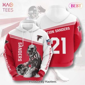 HOT Atlanta Falcons 21 Sanders Signature 3D Hoodie
