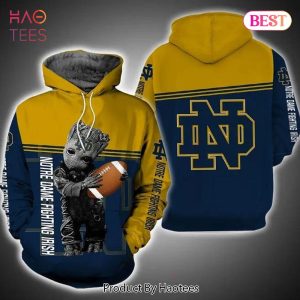 HOT Baby Groot Hug Ball Notre Dame Fighting Irish 3D Hoodie College Baseball Apparel
