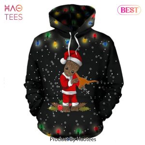 HOT Baby Groot Hug Logo Texas Longhorns Merry Christmas 3D Hoodie NCAA Gifts