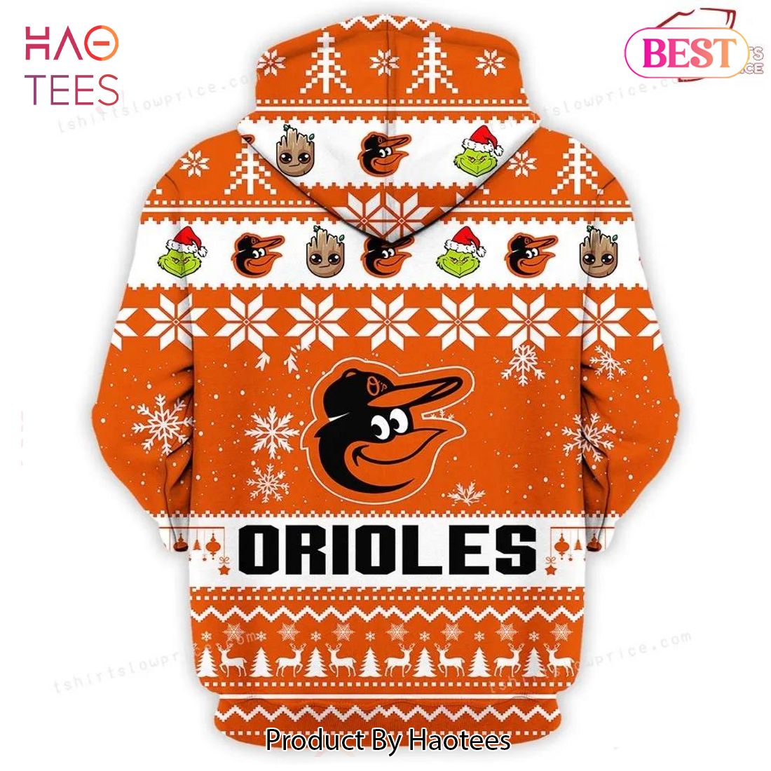 HOT Baltimore Orioles Baby Groot And Grinch Best Friends Football American Ugly Christmas 3D Hoodie HOT Baltimore Orioles Baby Groot And Grinch Best Friends Football American Ugly Christmas 3D Hoodie