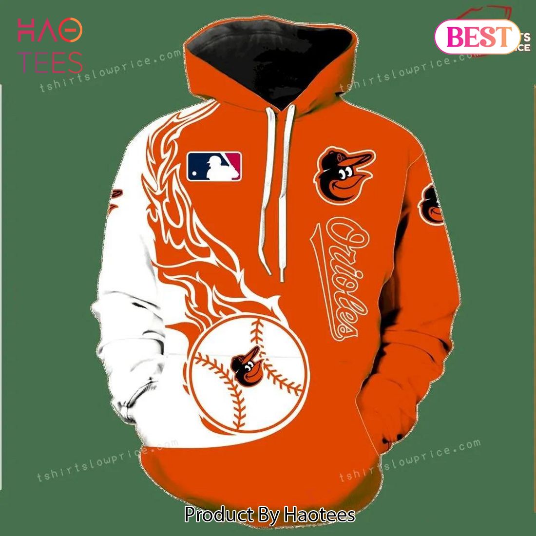 HOT Baltimore Orioles White Orange 3D Hoodie Zipper HOT Baltimore Orioles White Orange 3D Hoodie Zipper