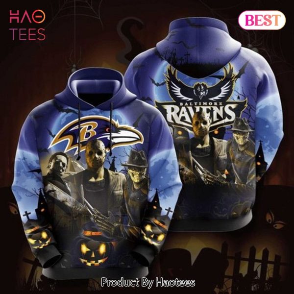 HOT Baltimore Ravens Logo Jason Voorhees Friday The 13th Halloween 3D Hoodie
