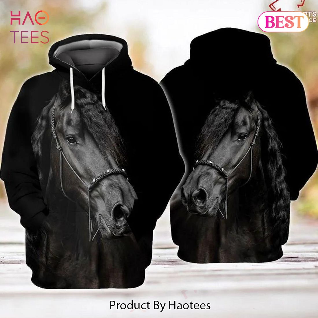 HOT Black Horse 3D Hoodie For Men And Women