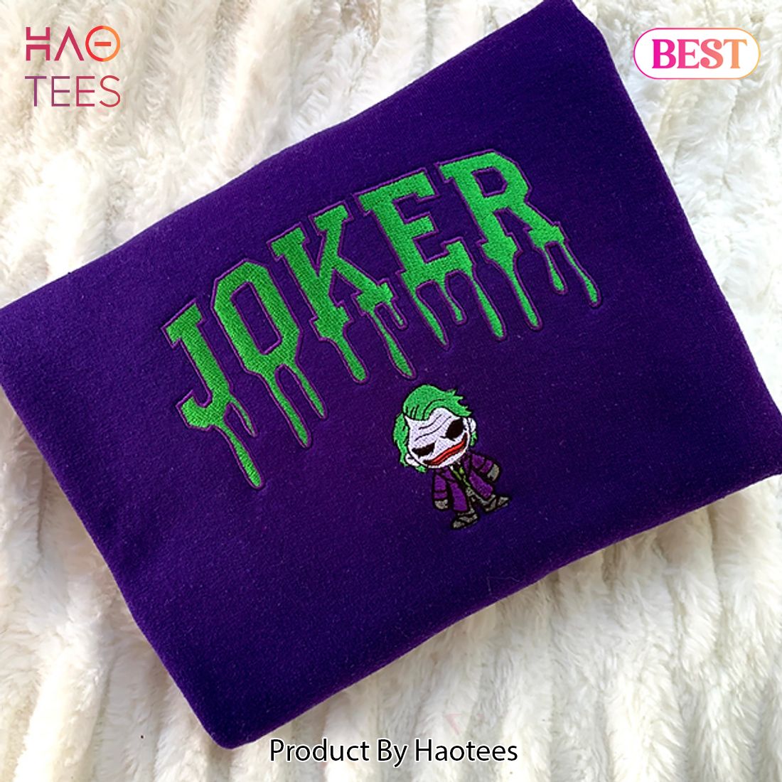 HOT Joker Character Melt Embroidered Hoodie, Sweatshirt