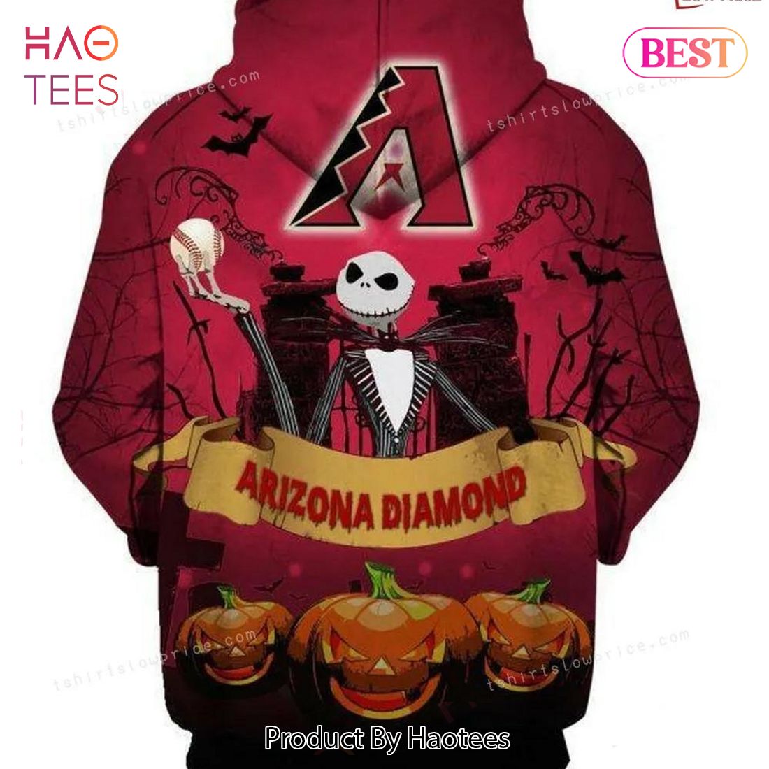 HOT TREND Arizona Diamondbacks MLB Jack Skellington 3D Hoodie HOT TREND Arizona Diamondbacks MLB Jack Skellington 3D Hoodie