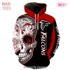 HOT TREND Atlanta Falcons Logo Sugar Skull 3D Hoodie