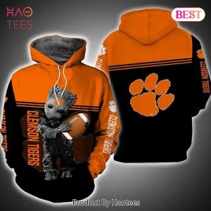HOT TREND Baby Groot Hug Ball Clemson Tigers 3D Hoodie Clemson Tigers Unique Gifts