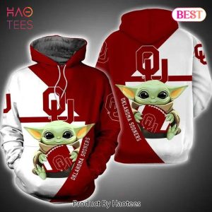 HOT TREND Baby Yoda Hug Ball Oklahoma Sooners 3D Hoodie Cool Oklahoma Sooners Gifts