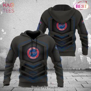 HOT TREND Buffalo Bills Limited Black Big Logo 3D Hoodie