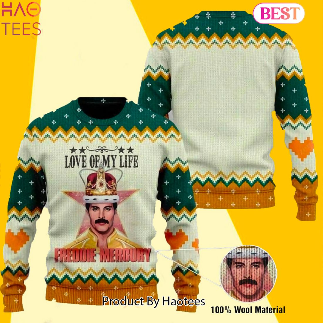 HOT TREND Freddie Mercury 3D Ugly Sweater  – QL81