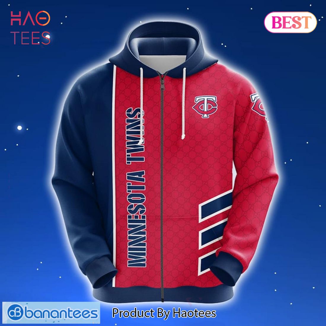 HOT TREND MLB Minnesota Twins Red Blue 3D Hoodie Zip Hoodie