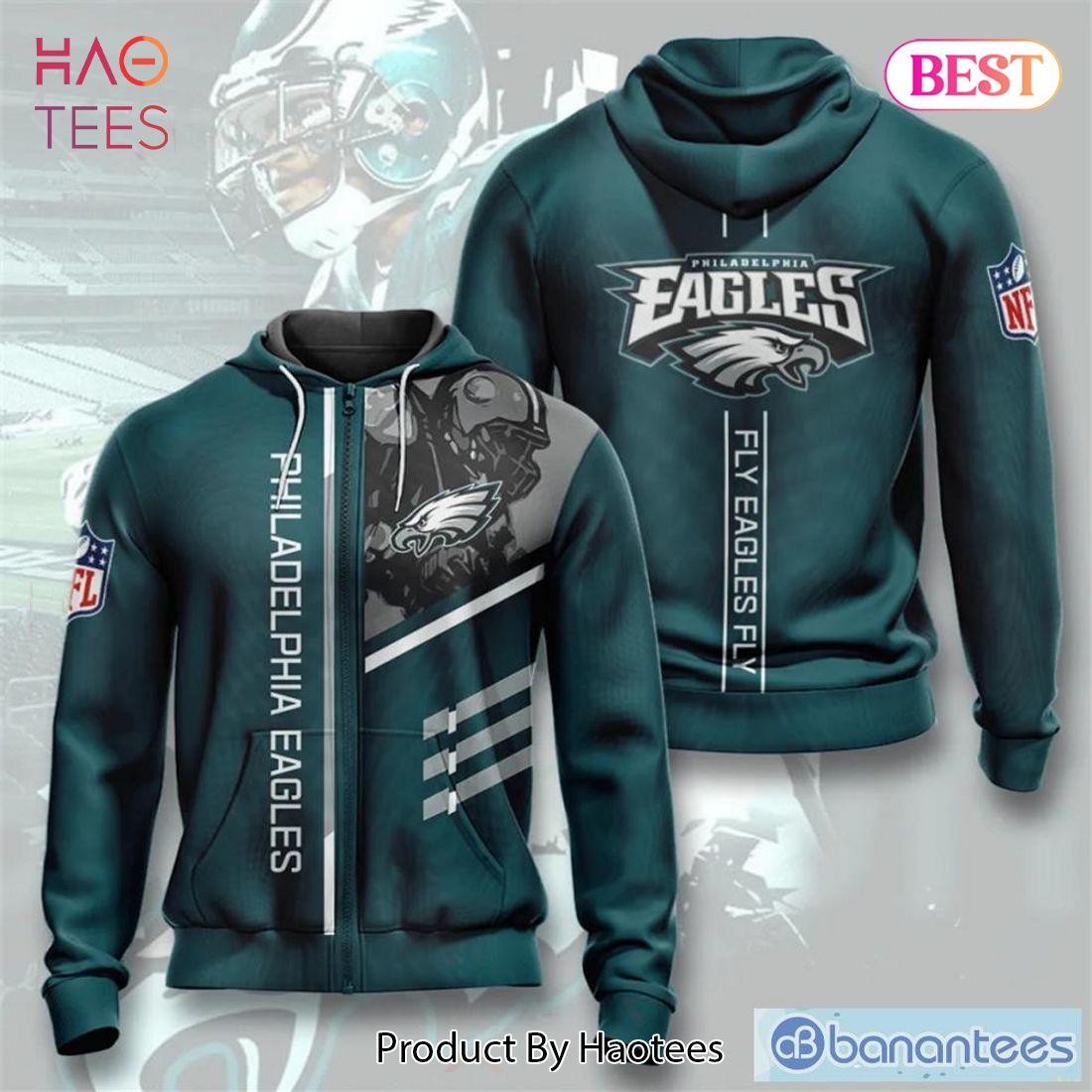 HOT TREND Philadelphia Eagles 3D Hoodies 3 lines graphic Gift For Mens