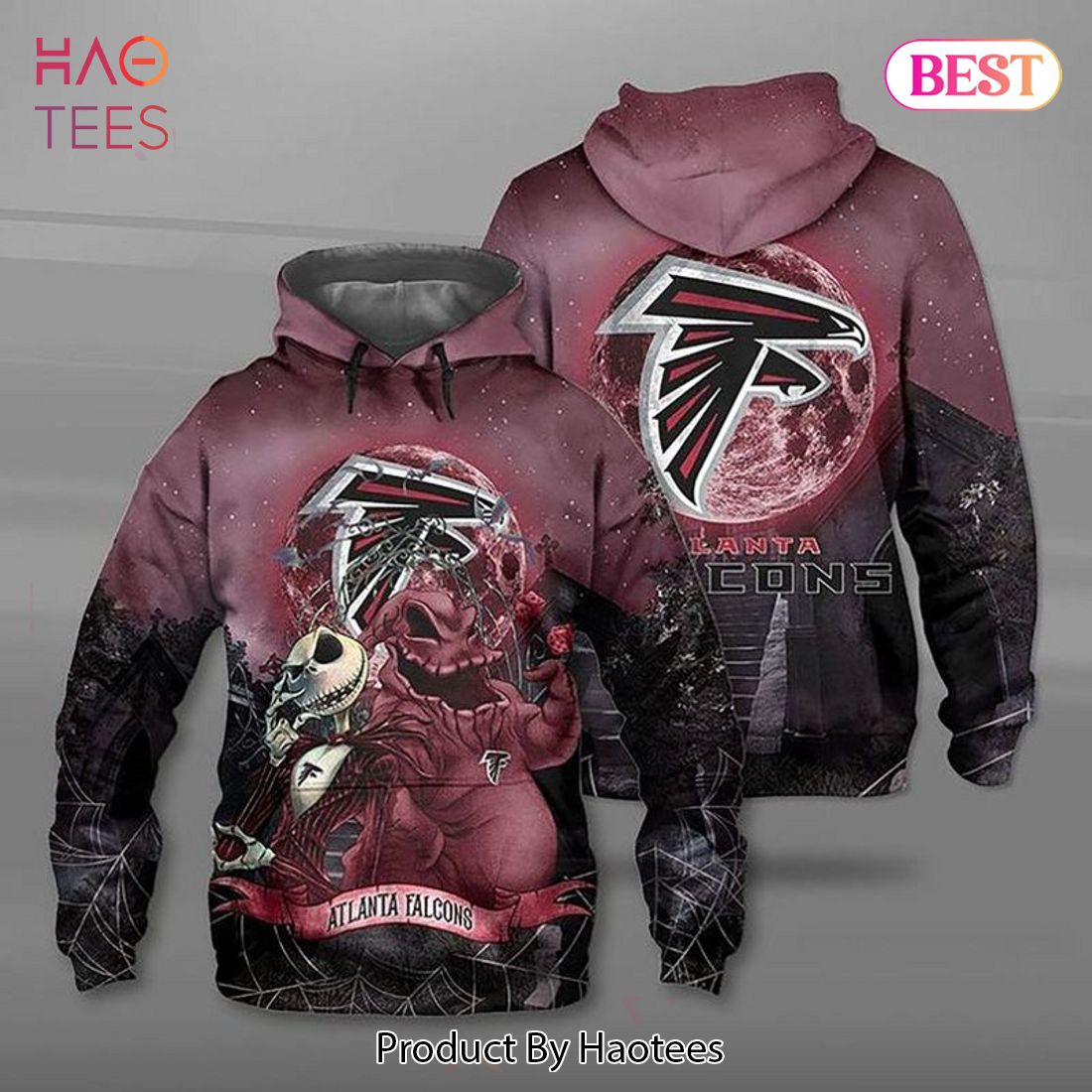 LIMITED Atlanta Falcons Jack Skellington Galaxy 3D Hoodie