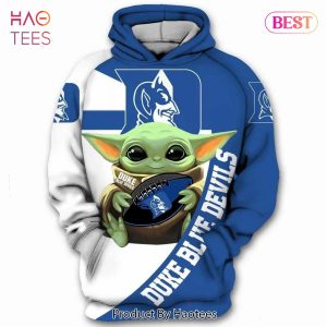 LIMITED Baby Yoda Hug Ball Duke Blue Devils 3D Hoodie Duke Blue Devils Gifts For Men