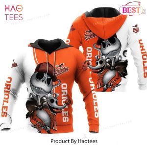 LIMITED Baltimore Orioles Jack Skellington And Zero 3D Hoodie