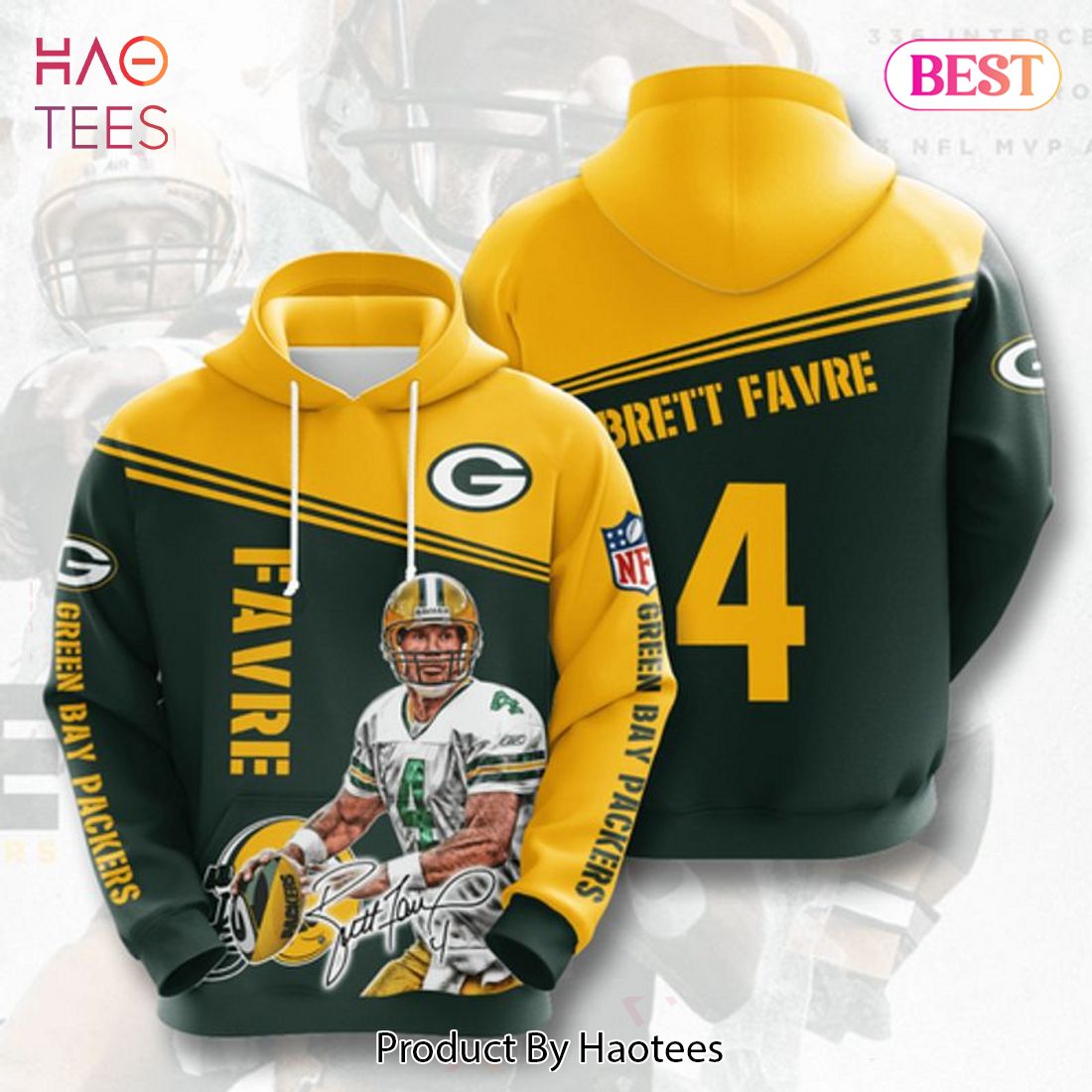 LIMITED Brett Favre 4 Green Bay Packers Full Printing 3D Hoodie