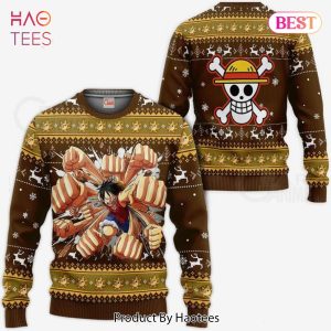 Luffy Gomu Gomu Ugly Sweater Xmas One Piece Anime Christmas Gift