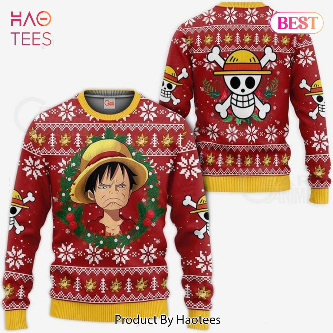 Luffy Ugly Christmas Sweater Funny Face One Piece Anime Xmas Gift Luffy Ugly Christmas Sweater Funny Face One Piece Anime Xmas Gift