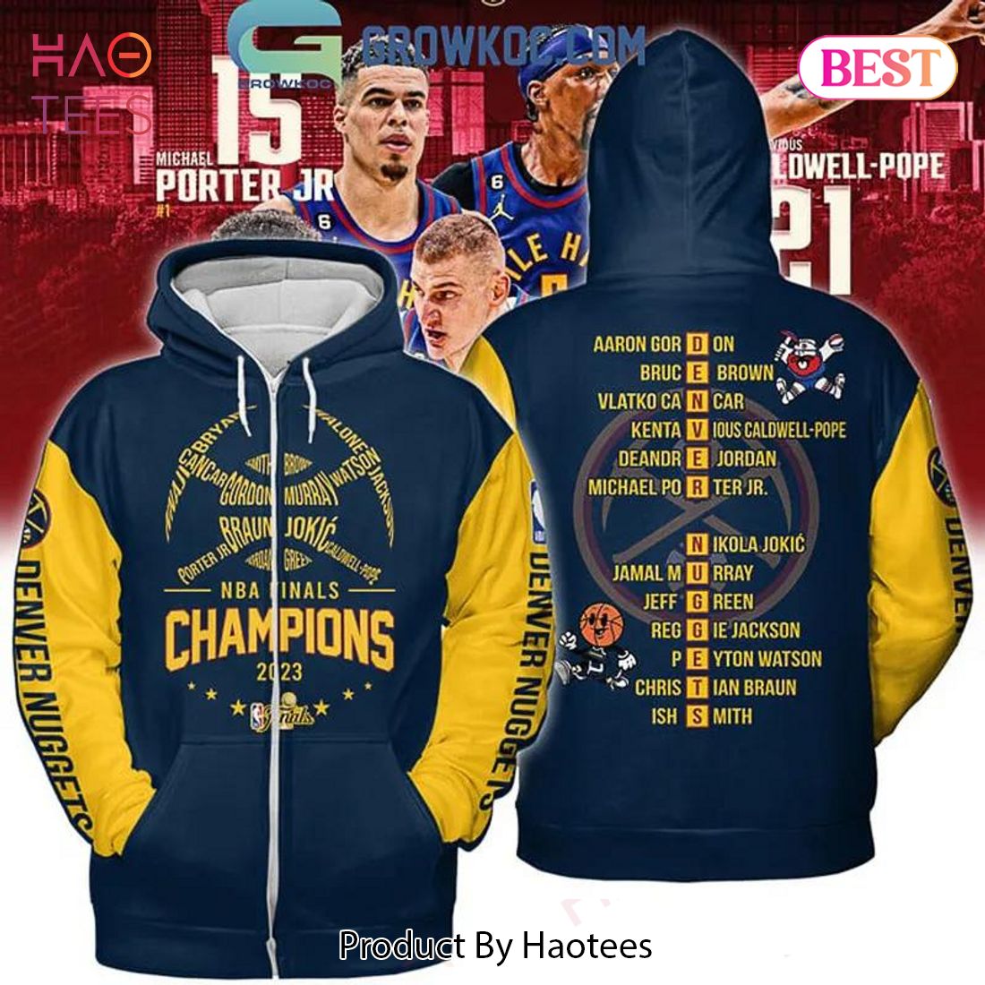 LUXURY 2023 Denver Nuggets NBA Finals Champions With Best Team Ever Porter Jr Jokic Murray Midnight Blue 3D Hoodie