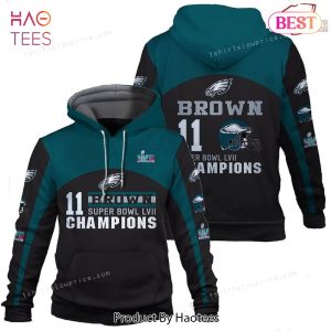 LUXURY A. J. Brown 11 Super Bowl Champions Philadelphia Eagles Super Bowl Champion 2023 3D Pullover Hoodie