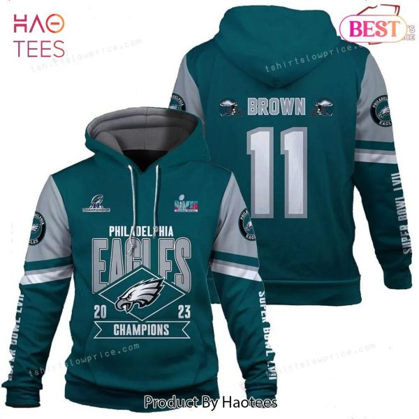 LUXURY A. J. Brown Philadelphia Eagles Super Bowl Champion 2023 Custom 3D Hoodie