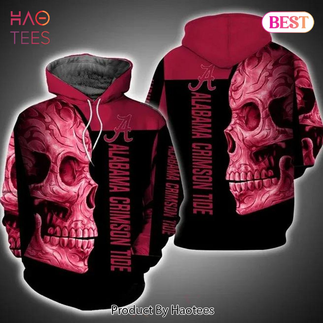 LUXURY Alabama Crimson Tide Skull Team 3D Hoodie Alabama Crimson Tide Gift Ideas For Him