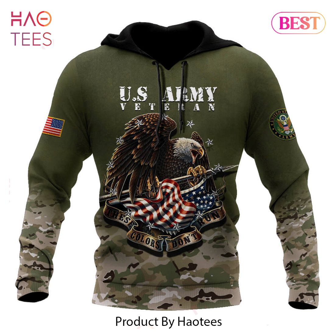 LUXURY American Eagle with Flag These Colors Don’t Run 3D Hoodie