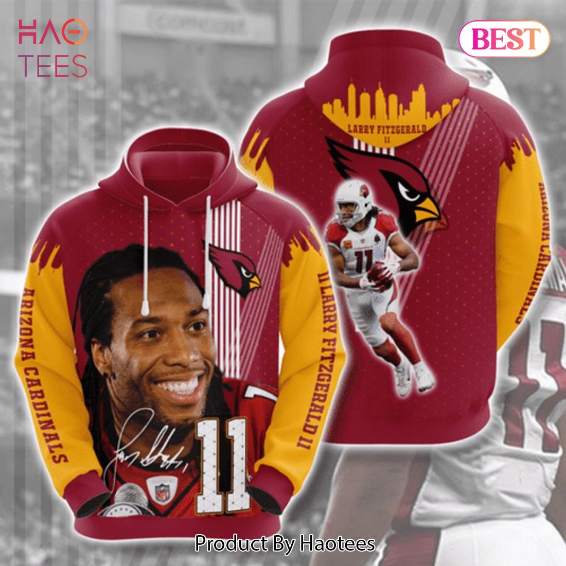 LUXURY Arizona Cardinals 11 Larry Fitzgerald Signature 3D Hoodie
