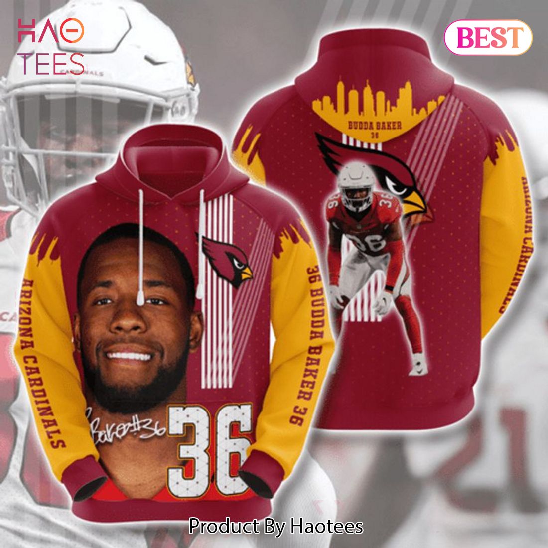 LUXURY Arizona Cardinals 36 Budda Baker Signature 3D Hoodie