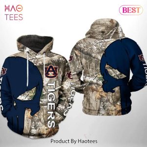 LUXURY Auburn Tigers Camo Veteran Hunting With Skull Punisher 3D Hoodie NCAA Football Gifts