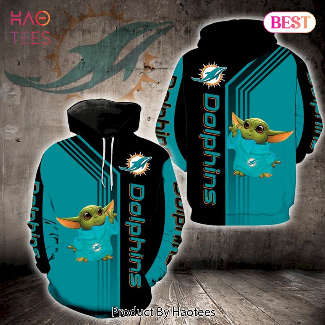 LUXURY Baby Yoda Miami Dolphins 3D Hoodie Miami Dolphins