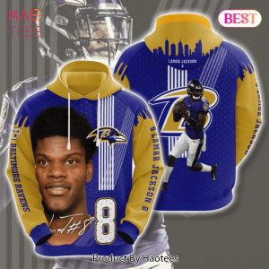 LUXURY Baltimore Ravens Lamar Jackson No8 Sweatshirt 3D Hoodie