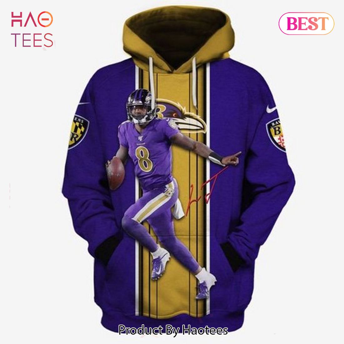 LUXURY Baltimore Ravens Lamar Jackson Signature 3D Hoodie for Men Women
