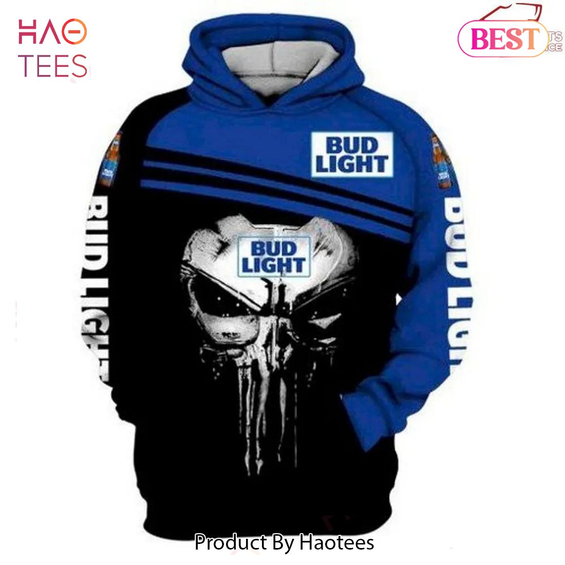 LUXURY Bud Light Beer Logo Skull 3D Hoodie