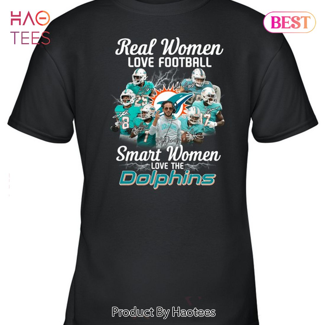 Real Women Love Football Smart Women Dolphins Miami Shirt - Limotees