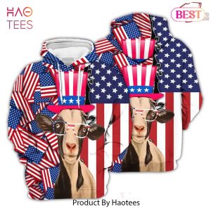 NEW 4th July Independent Day American Flag Pattern Goat 3D Hoodie, Gifts For Goat Lovers