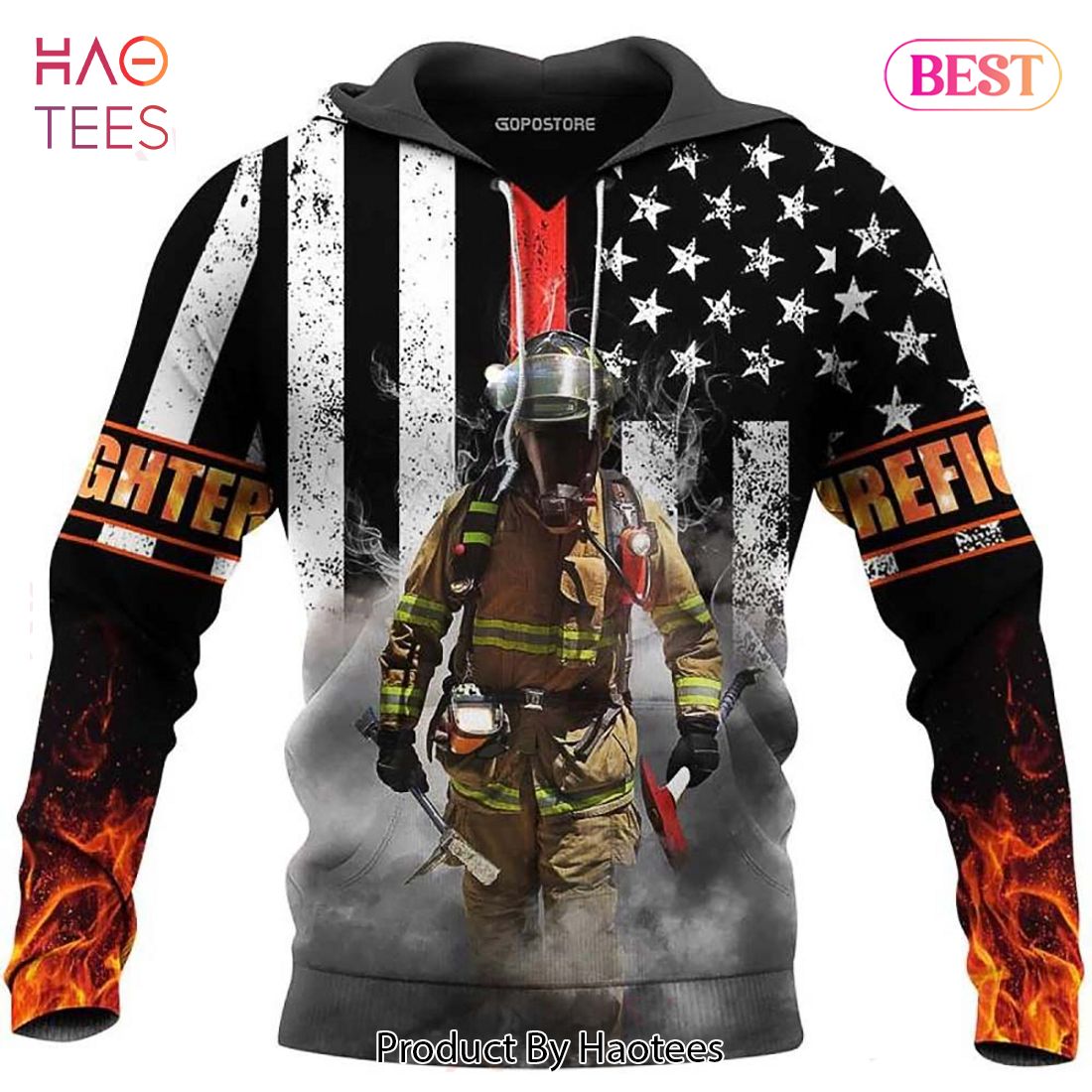 NEW American Flag Fireman Brave Firefighter 3Ded