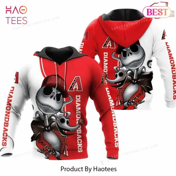 NEW Arizona Diamondbacks Jack Skellington And Zero 3D Hoodie Zipper