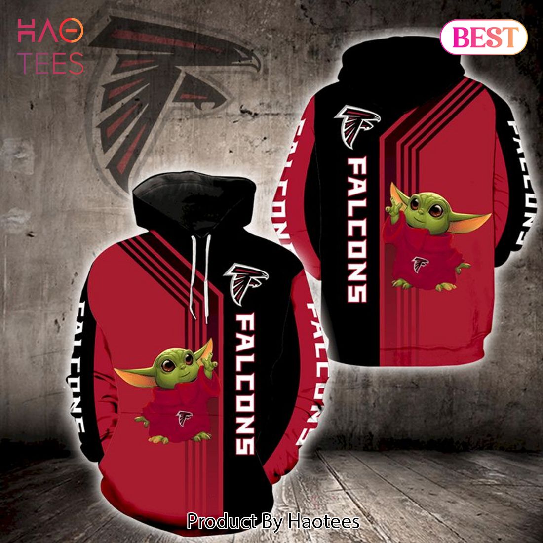 NEW Atlanta Falcons Yoda 3D Hoodie Atlanta Falcons Fan Gift Ideas