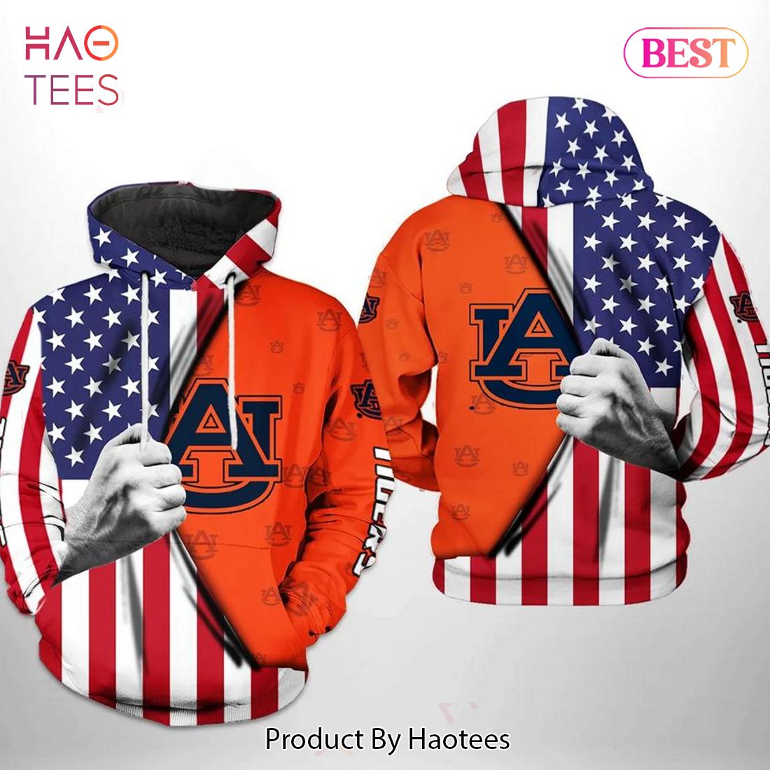 NEW Auburn Tigers Flag American My Heart 3D Hoodie Gifts For Auburn Tigers Fans